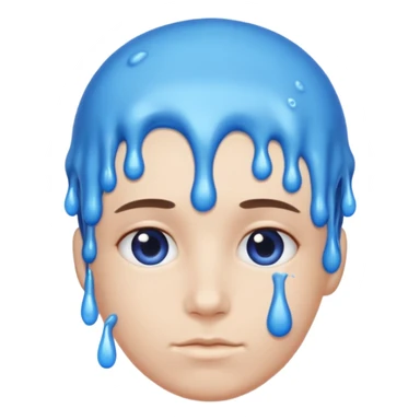still person with a neutral mood, blue slime on their head, iOS Genmoji style sticker