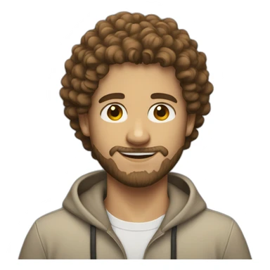 white IT guy brown curly hair small beard sticker