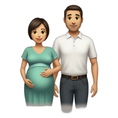 Pregnant dark brown haircut wife and clean-shaven latin husband sticker