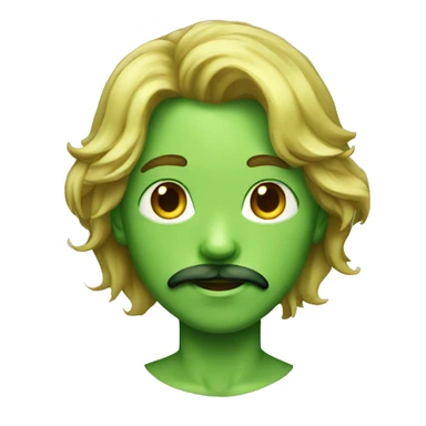 boy green skin with moustache and long hair sticker