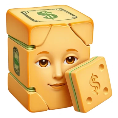 Cheddar imitating money and rubber bands sticker