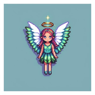 fairy with wings, night scene, sparkling magical aura sticker
