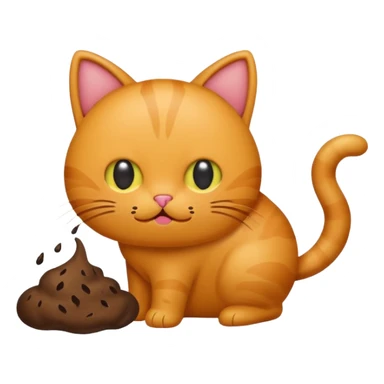 cat pooping icon with poop sticker