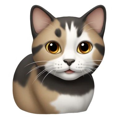 A CAT with the Color white black grey Brown and beige  sticker