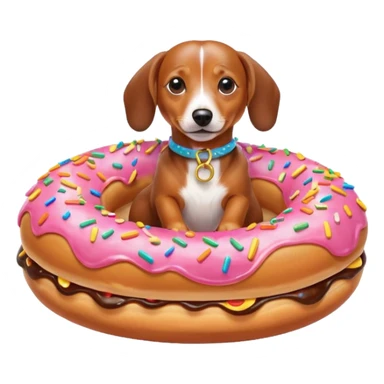Weiner dog riding a donut sticker
