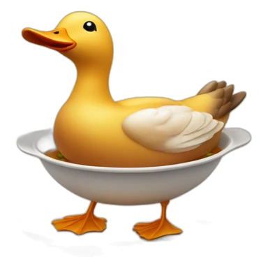 Cooked duck on a dish. It is Flying sticker