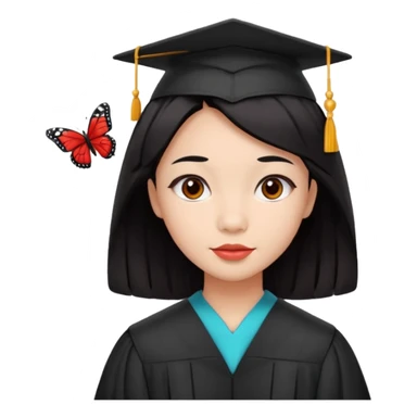 Graduate red filipino black hair with straight wavy hairclength butterfly haircut sticker