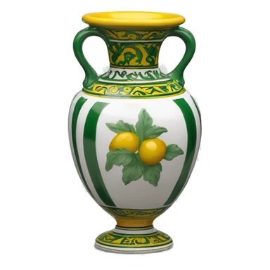 Deruta vase white green and yellow small sticker