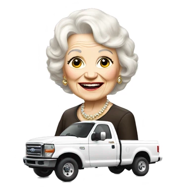 white ford f350 truck with Betty white hair sticker