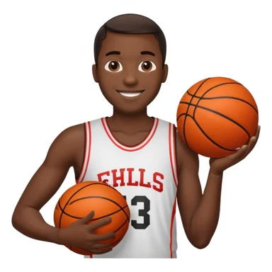 black man holding basketball ball sticker