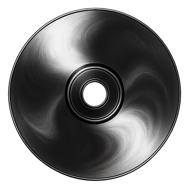 A minimalist CD disc with abstract pattern, glowing effect, purple color sticker