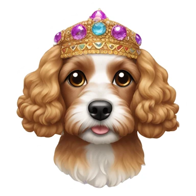 cavapoo wearing a headress sticker