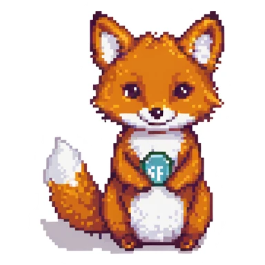fox emote for twitch, saying Hi, cute and expressive, pixel art style sticker