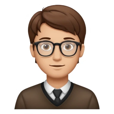 A young man using glasses with a brown hair and white skin color sticker