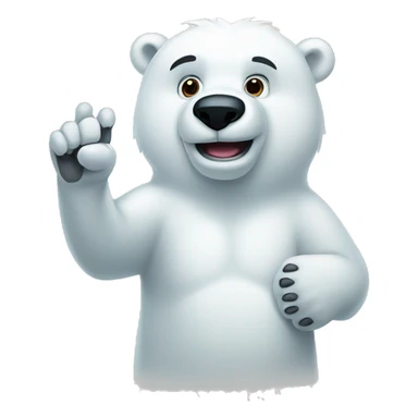 polar bear holding two fingers up with paw sticker