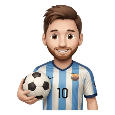Messi smiling with a soccer ball sticker