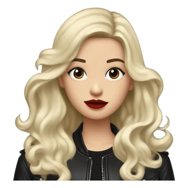 White girl, with long wavy black hair, with red lipstick, black winged eyeliner, wearing black shirt and black leather jacket shrugging her shoulders in a gesture that says “I don’t know” sticker