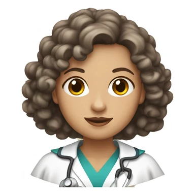 White nurse woman with curly brown hair wearing a cape sticker