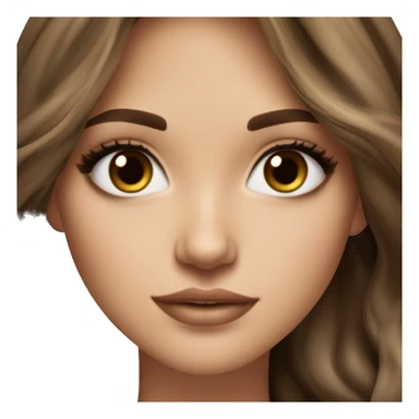 White girl brown eyes with medium length voluminous brown hair with brown highlights balayage  sticker