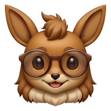Eevee de Pokémon con gafas de sol y sonrisa, estilo emoji divertido sticker