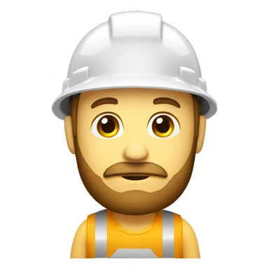 A braver man, with beard, white skin, with a construction hat yellow sticker