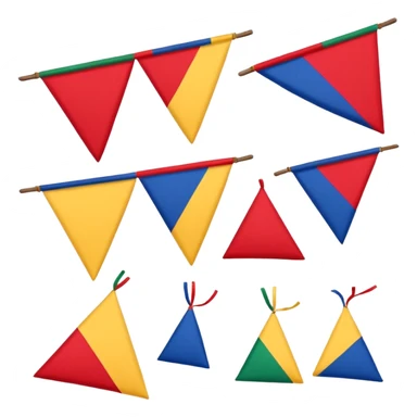 bandeirinhas de São João, traditional style, primary colors, triangular cut sticker
