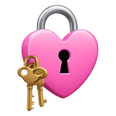 pink heart-shaped lock and key sticker