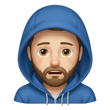25 age beard man wearing hoodies and crying face sticker