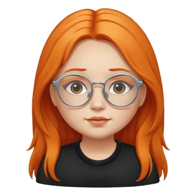 girl with chubby cheeks, long orange hair, and silver glasses. Black clothes sticker