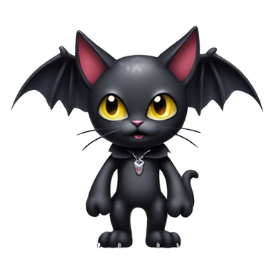 Cute edgy cool kawaii vampiric dark cat-vernid-Fakémon-Digimon with bat-wings as ears full body sticker