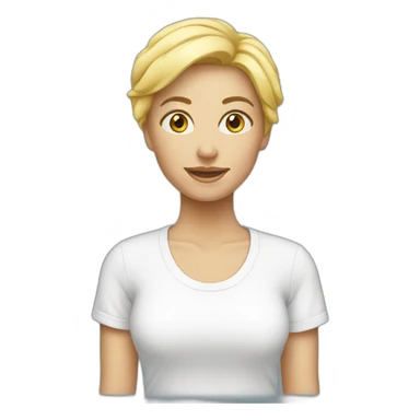 white woman blu tshirt sticker