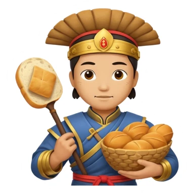 chinese ancient warrior with bread sticker
