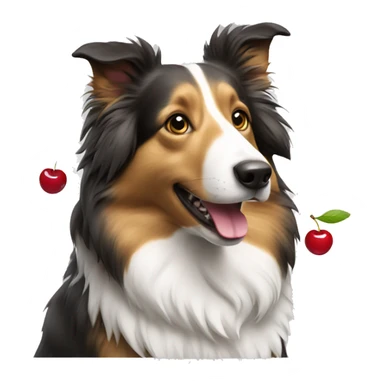 Collie dog with cherry  sticker