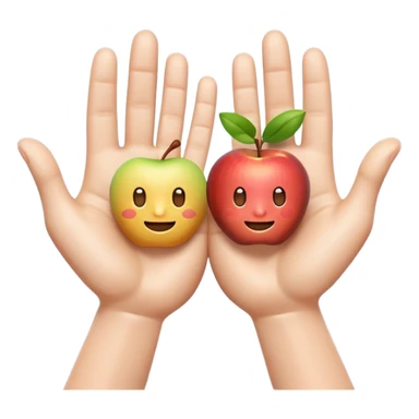 A 3D emoji in iOS emoji aesthetic style showing two cartoon hands held apart, palms facing inward, as if indicating something large or wide. Soft realistic skin tone, expressive and cheerful pose, clean white background, glossy Apple-style rendering. sticker