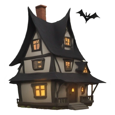 a witch house with flying witch sticker
