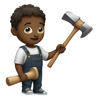 Toddler holding a hammer  sticker