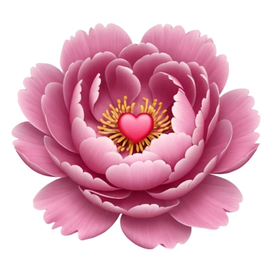 Peony of soft pink color with a heart sticker