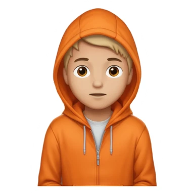 Boy in Orange hoodie in the back of a bus sticker