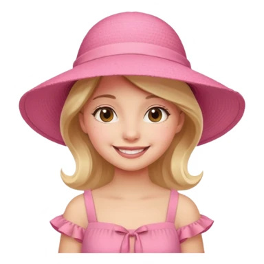 Girl in pink dress and sunhat smiling sticker