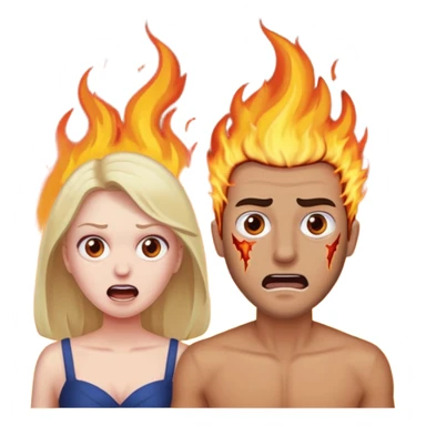 woman being burned in front of a very handsome man sticker