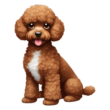 toy poodle red brown with white spot on chest without collar sticker