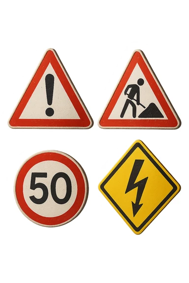 segnali di allarme 3d fluttuano in aria, iperrealistici 4k sticker