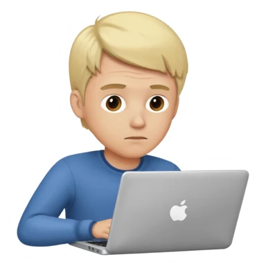 Blonde man using laptop sticker