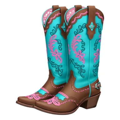 cowgirl boots cute a tiny bit of pink on it no teal lacy detailing sticker