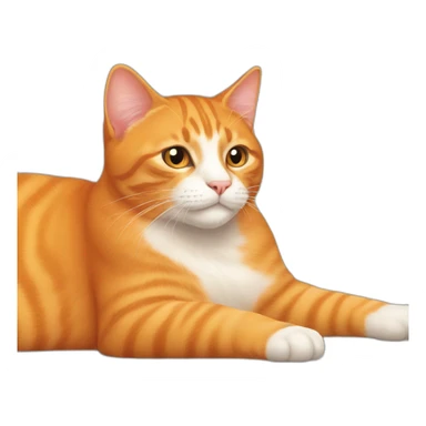 an orange cat lying on floor sticker