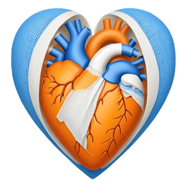 Half blue half orange heart split vertically add a white gauze bandage wrapped around the heart  sticker