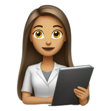 Long brow hair woman with a notebook at work sticker