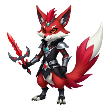 Shiny Exotic Gothic Badass Anthropomorphic Delphox-Zoroark-Zangoose-hybrid-creature sticker