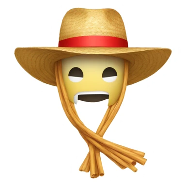Straw hat with red strip sticker