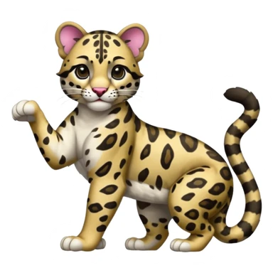 clouded leopard full body playful pose sticker